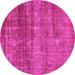 Round Machine Washable Abstract Pink Modern Rug, wshabs1762pnk