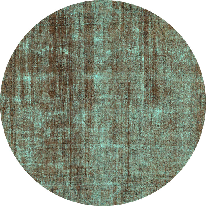 Round Abstract Turquoise Modern Rug, abs1762turq