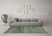 Machine Washable Abstract Turquoise Modern Area Rugs in a Living Room,, wshabs1762turq