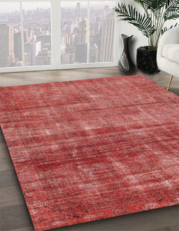Machine Washable Abstract Red Rug in a Family Room, wshabs1762
