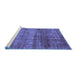 Sideview of Machine Washable Abstract Blue Modern Rug, wshabs1762blu