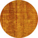 Round Abstract Yellow Modern Rug, abs1762yw