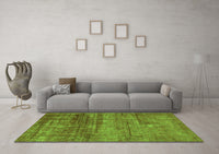 Machine Washable Abstract Green Modern Rug, wshabs1762grn