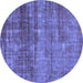 Round Abstract Blue Modern Rug, abs1762blu