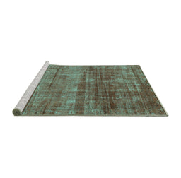Sideview of Machine Washable Abstract Turquoise Modern Area Rugs, wshabs1762turq