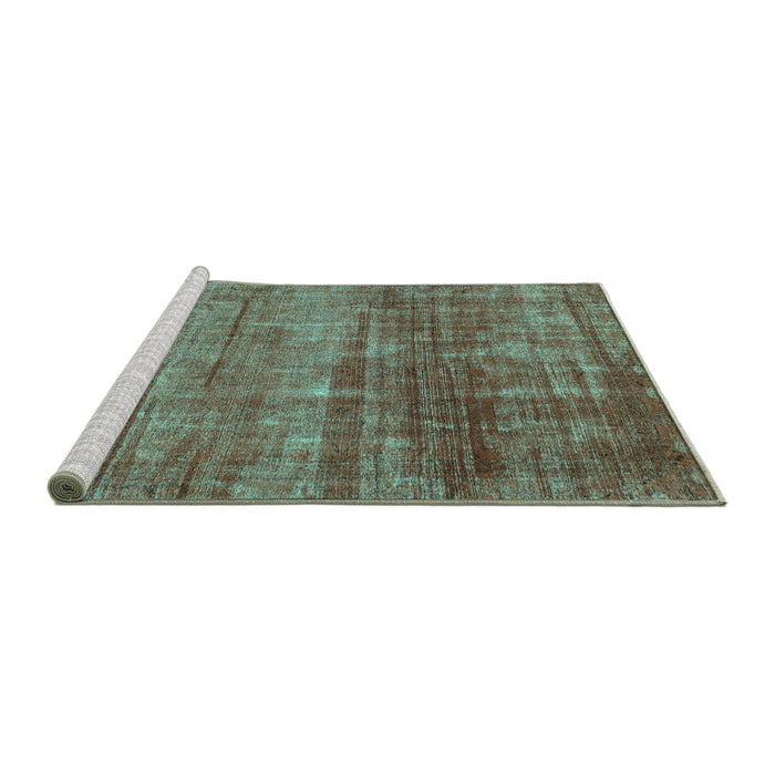 Sideview of Machine Washable Abstract Turquoise Modern Area Rugs, wshabs1762turq