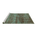 Sideview of Machine Washable Abstract Turquoise Modern Area Rugs, wshabs1762turq