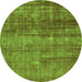 Round Abstract Green Modern Rug, abs1762grn