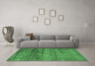 Machine Washable Abstract Emerald Green Modern Area Rugs in a Living Room,, wshabs1762emgrn