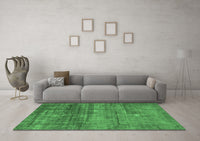 Machine Washable Abstract Emerald Green Modern Rug, wshabs1762emgrn