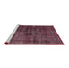 Sideview of Machine Washable Abstract Tulip Pink Rug, wshabs1763