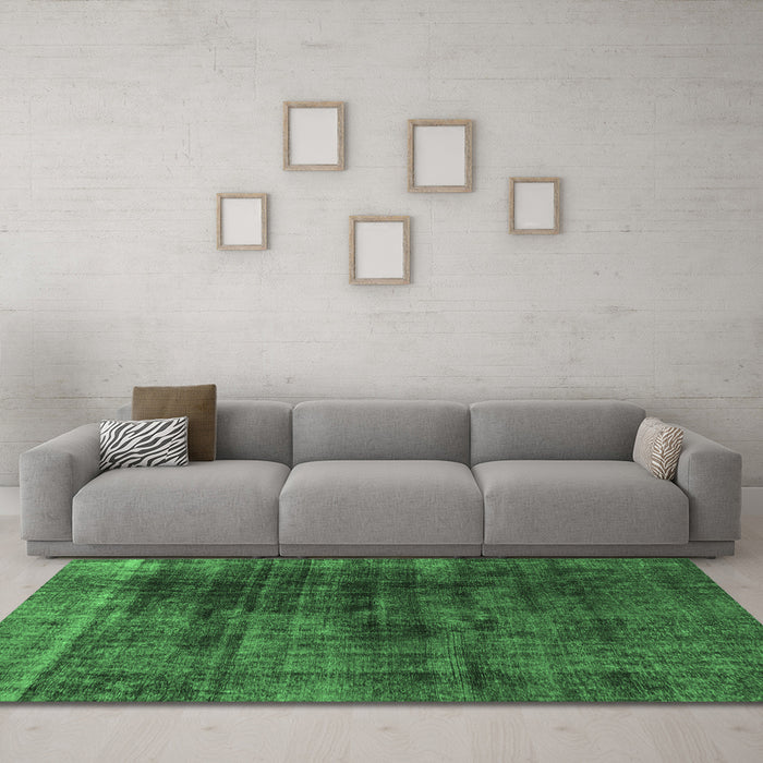Machine Washable Abstract Emerald Green Modern Area Rugs in a Living Room,, wshabs1763emgrn