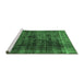 Sideview of Machine Washable Abstract Emerald Green Modern Area Rugs, wshabs1763emgrn