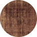 Round Abstract Brown Modern Rug, abs1763brn