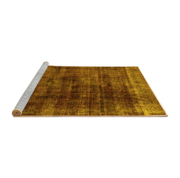 Sideview of Machine Washable Abstract Yellow Modern Rug, wshabs1763yw