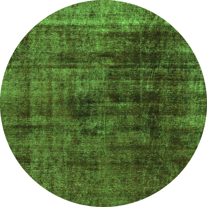 Round Machine Washable Abstract Green Modern Area Rugs, wshabs1763grn