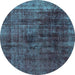 Round Abstract Light Blue Modern Rug, abs1763lblu