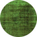 Round Abstract Green Modern Rug, abs1763grn