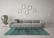 Machine Washable Abstract Turquoise Modern Area Rugs in a Living Room,, wshabs1763turq