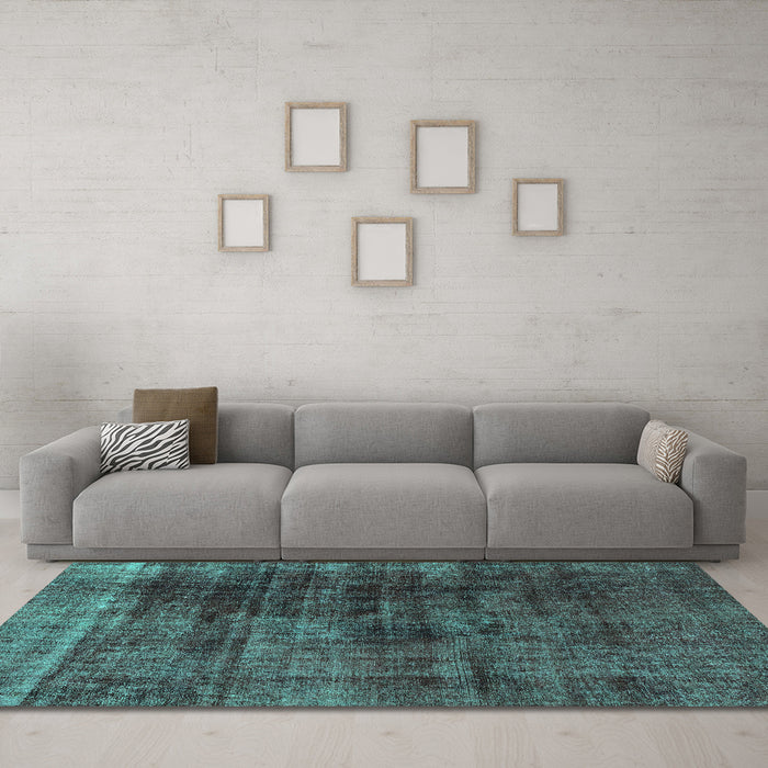 Machine Washable Abstract Turquoise Modern Area Rugs in a Living Room,, wshabs1763turq