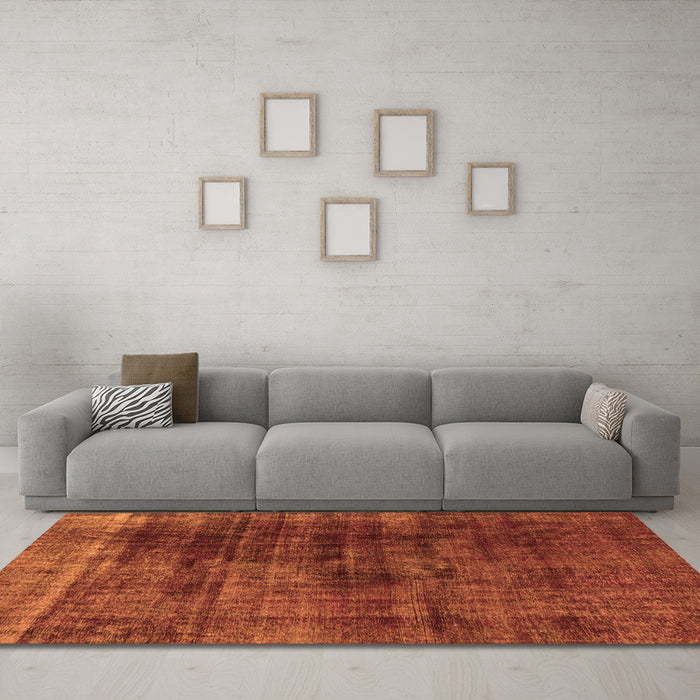 Machine Washable Abstract Orange Modern Area Rugs in a Living Room, wshabs1763org