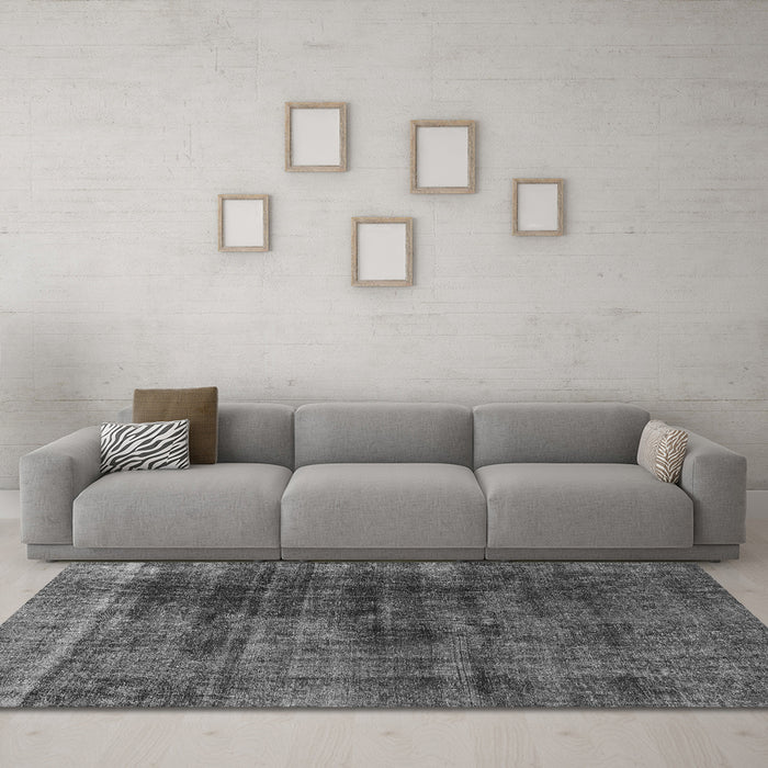 Machine Washable Abstract Gray Modern Rug in a Living Room,, wshabs1763gry
