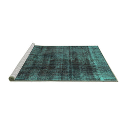 Sideview of Machine Washable Abstract Turquoise Modern Area Rugs, wshabs1763turq