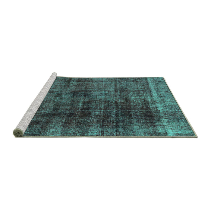 Sideview of Machine Washable Abstract Turquoise Modern Area Rugs, wshabs1763turq