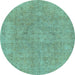 Round Abstract Light Blue Modern Rug, abs1764lblu