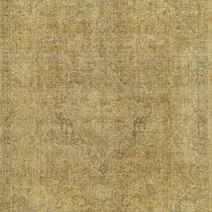 Machine Washable Abstract Metallic Gold Rug, wshabs1764