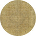 Round Machine Washable Abstract Metallic Gold Rug, wshabs1764