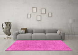 Machine Washable Abstract Pink Modern Rug in a Living Room, wshabs1764pnk