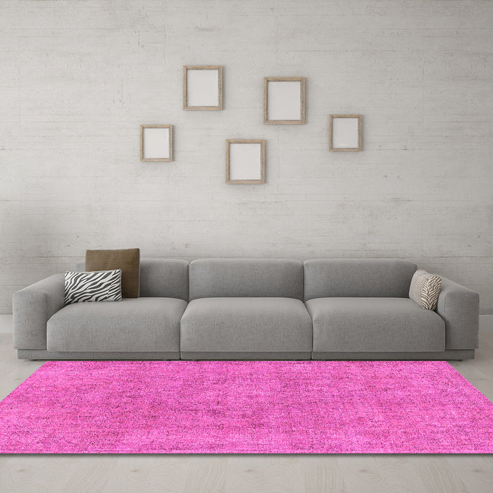 Machine Washable Abstract Pink Modern Rug in a Living Room, wshabs1764pnk