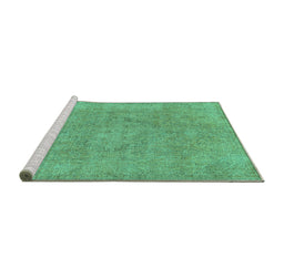 Sideview of Machine Washable Abstract Turquoise Modern Area Rugs, wshabs1764turq
