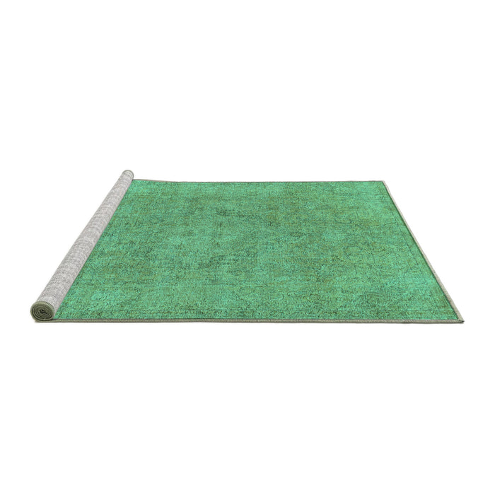 Sideview of Machine Washable Abstract Turquoise Modern Area Rugs, wshabs1764turq