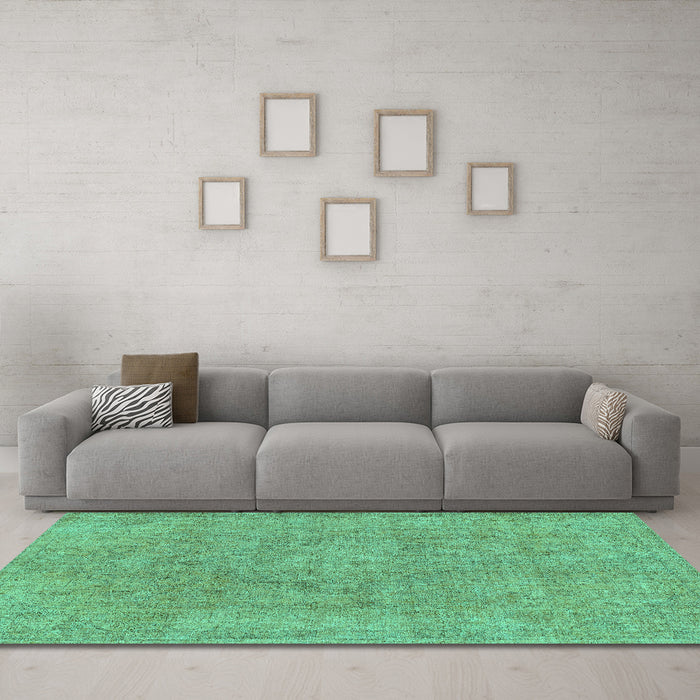 Machine Washable Abstract Turquoise Modern Area Rugs in a Living Room,, wshabs1764turq