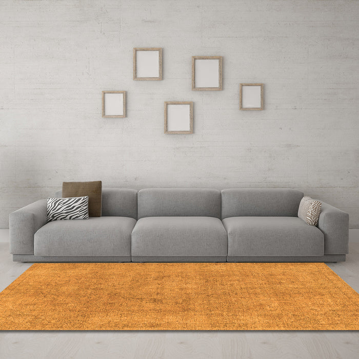 Machine Washable Abstract Orange Modern Area Rugs in a Living Room, wshabs1764org