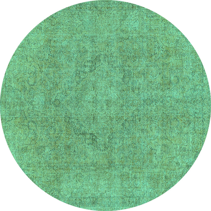 Round Machine Washable Abstract Turquoise Modern Area Rugs, wshabs1764turq