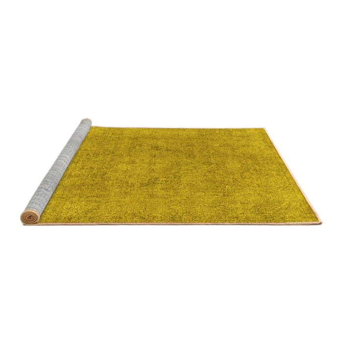 Sideview of Machine Washable Abstract Yellow Modern Rug, wshabs1764yw