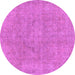 Round Machine Washable Abstract Purple Modern Area Rugs, wshabs1764pur