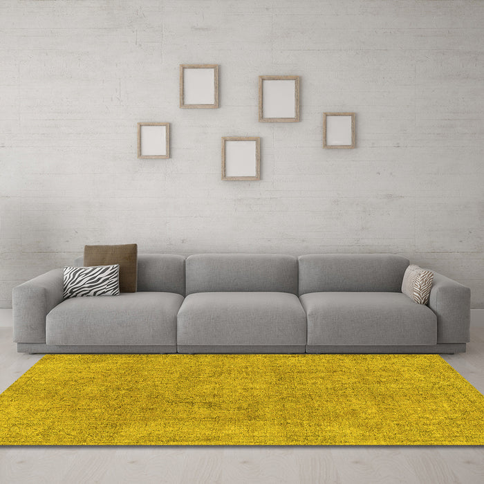Machine Washable Abstract Yellow Modern Rug in a Living Room, wshabs1764yw