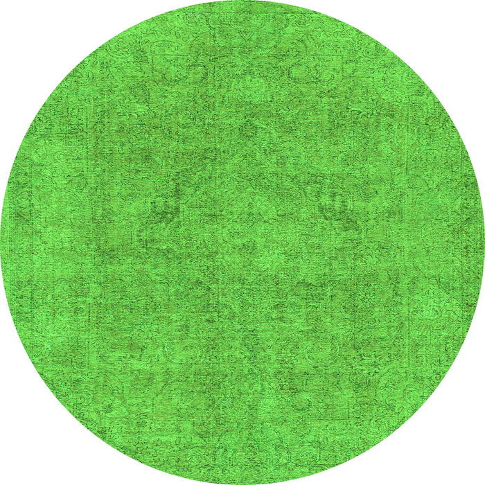 Round Machine Washable Abstract Green Modern Area Rugs, wshabs1764grn