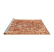 Sideview of Machine Washable Abstract Orange Red Rug, wshabs1765