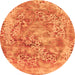 Round Abstract Orange Modern Rug, abs1765org