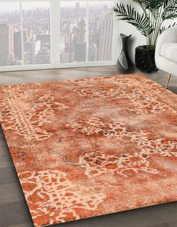 Abstract Orange Red Modern Rug in Family Room, abs1765