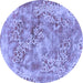 Round Abstract Blue Modern Rug, abs1765blu