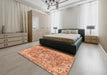 Machine Washable Abstract Orange Red Rug in a Bedroom, wshabs1765