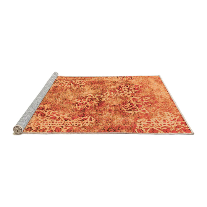 Sideview of Machine Washable Abstract Orange Modern Area Rugs, wshabs1765org