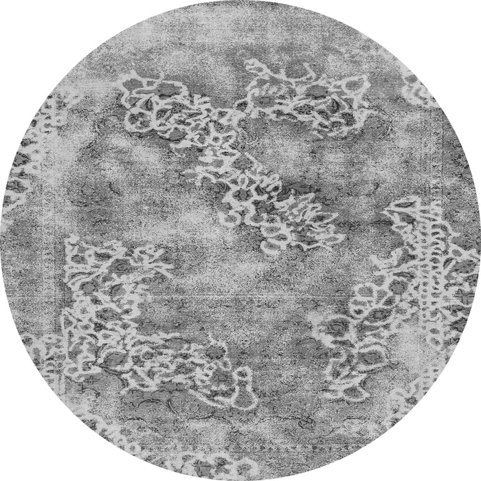 Round Machine Washable Abstract Gray Modern Rug, wshabs1765gry