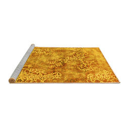 Sideview of Machine Washable Abstract Yellow Modern Rug, wshabs1765yw